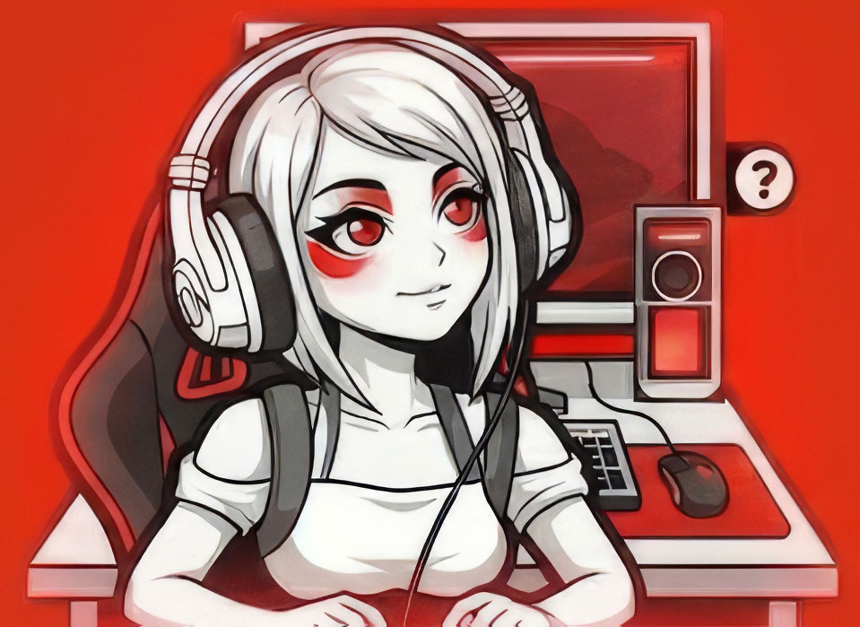 Anime Character kateri ima vso računalniško opremo